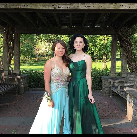 Light Blue Embellished Prom Dress - Picture 2 of 4